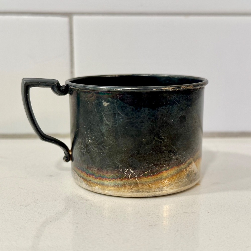 Vintage Nursery Silver Plate Baby Cup 58204 Tarnished Silverplate‎ Small Mug